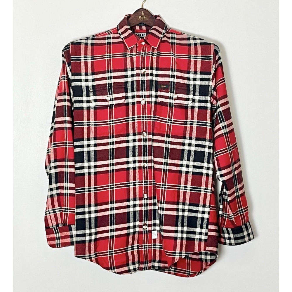 Polo Ralph Lauren‎ Flannel Shirt Boys 14 Red Gray Outdoor Preppy Hiking Rigged